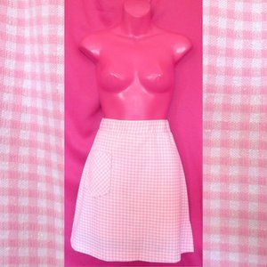 cottagecore 1970s vintage pink gingham skort shorts skirt size small